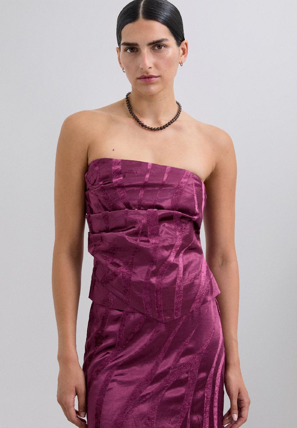 scalpers ASYMMETRIC TOP WITH VELVET DETAILS BOUGANVILLE