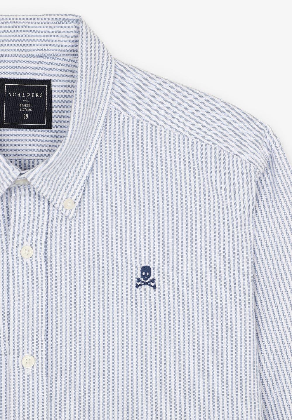 Scalpers CAMISA OXFORD CALAVERA CONTRASTE NAVY STRIPES
