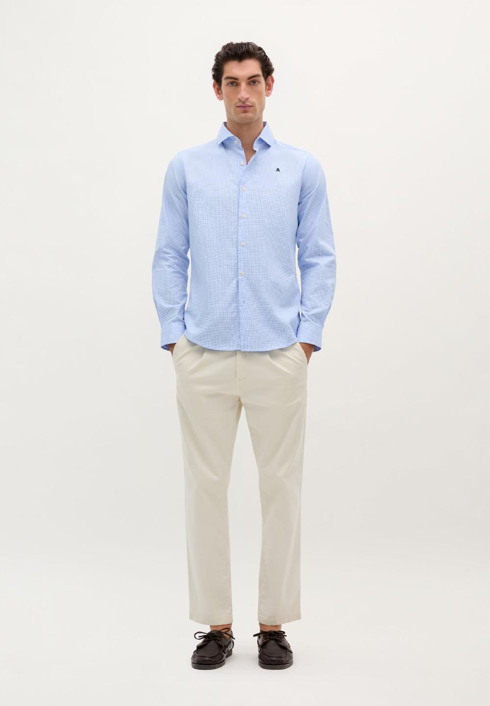 Scalpers CLASSIC COTTON STRIPED SHIRT SKYBLUE CHECK