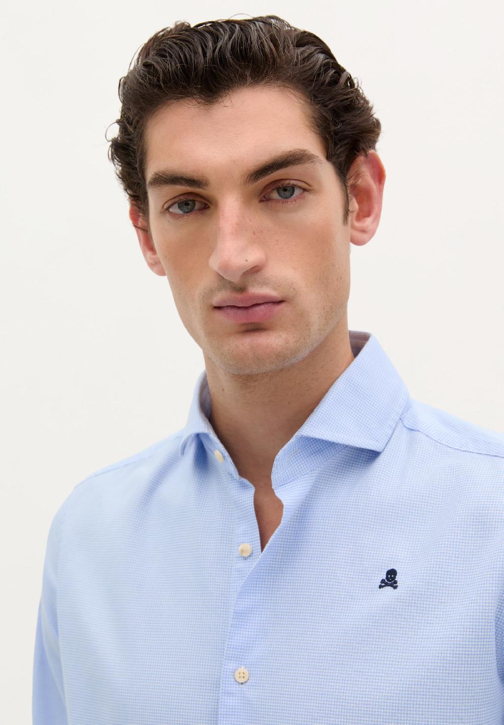 Scalpers CLASSIC COTTON STRIPED SHIRT SKYBLUE CHECK