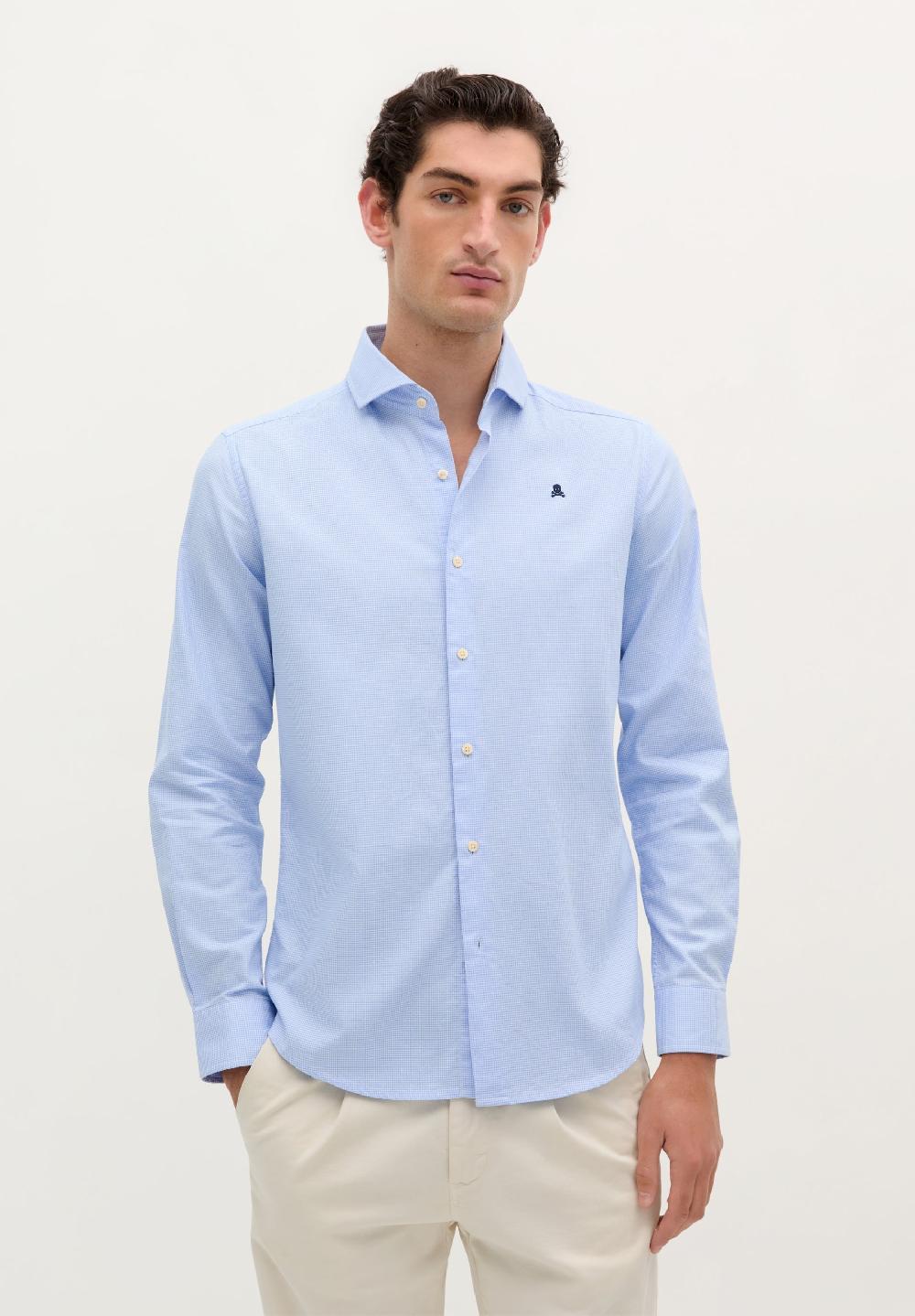 scalpers CLASSIC COTTON STRIPED SHIRT SKYBLUE CHECK