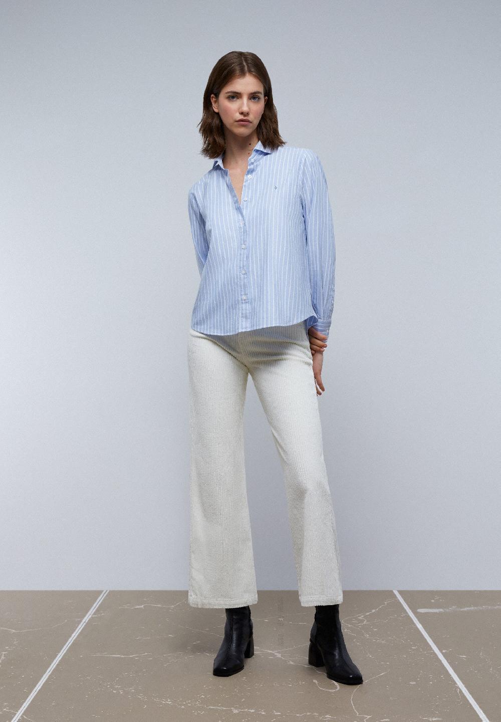 Scalpers CLASSIC SHIRT WITH CHEST EMBROIDERY BLUE STRIPES