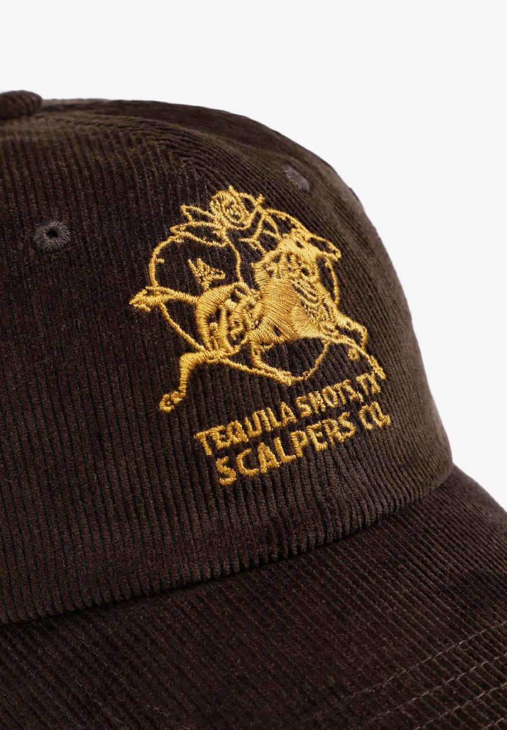Scalpers CORDUROY CAP WITH CONTRAST EMBROIDERY BROWN