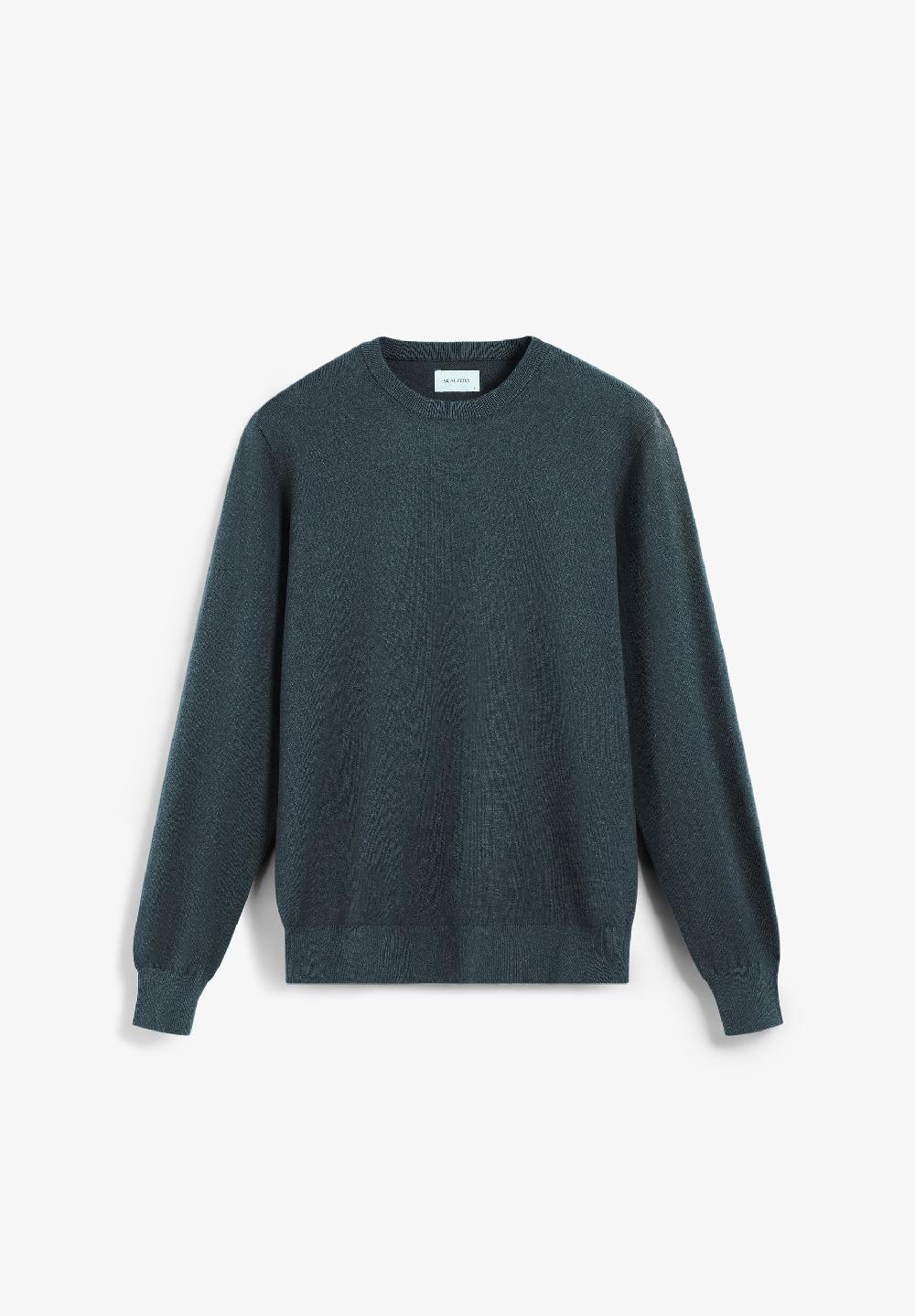 scalpers COTTON KNIT LONG SLEEVE SWEATER GREYISH BLUE