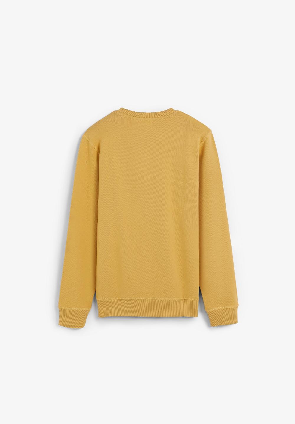 Scalpers COTTON SWEATSHIRT WITH CONTRAST EMBROIDERY MUSTARD