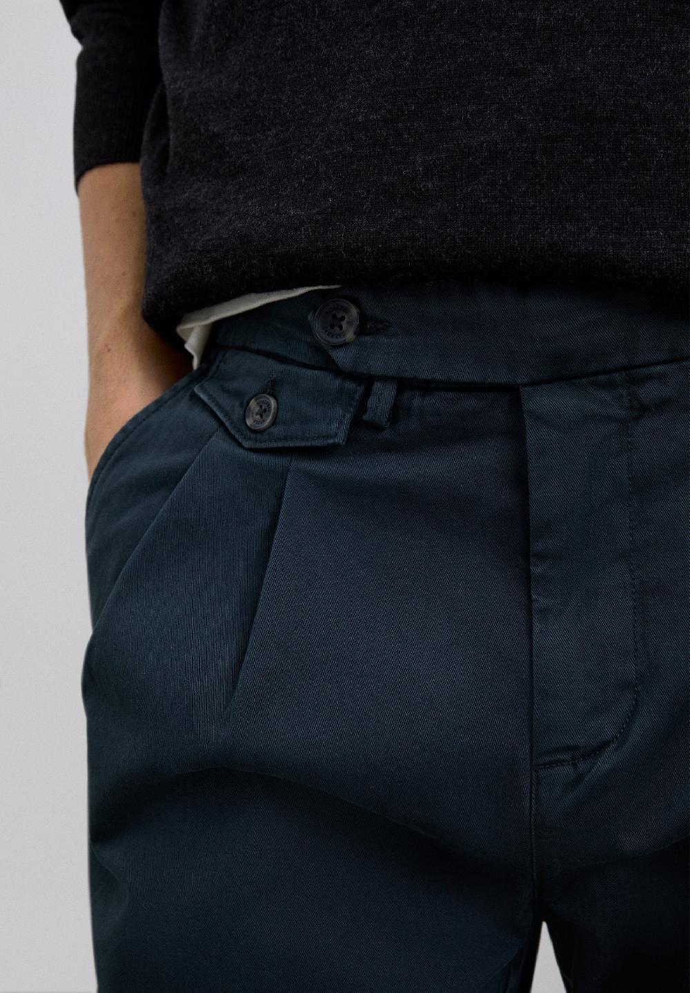 Scalpers COTTON TROUSERS WITH DOUBLE DARTS DARK NAVY