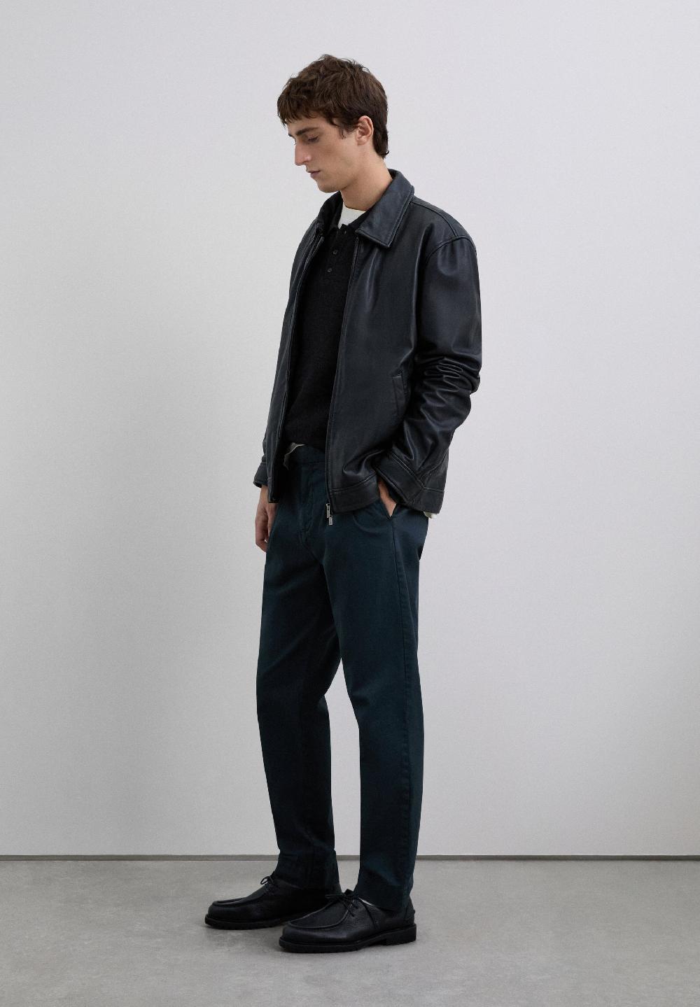 scalpers COTTON TROUSERS WITH DOUBLE DARTS DARK NAVY