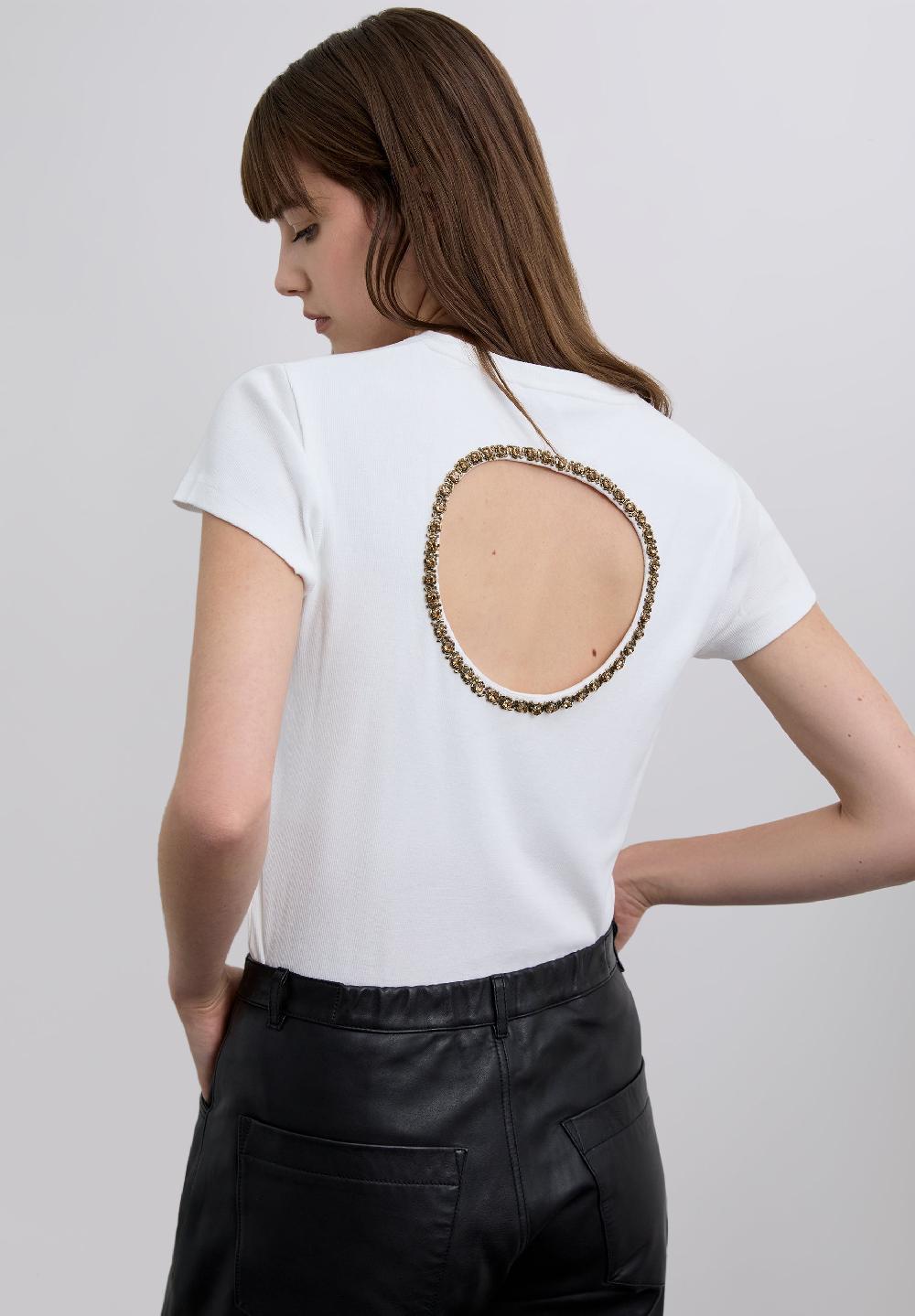 Scalpers CUTOUT T-SHIRT WITH RHINESTONE DETAIL WHITE