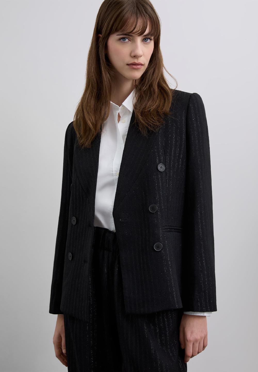 scalpers DOUBLE-BREASTED PINSTRIPE BLAZER BLACK STRIPES