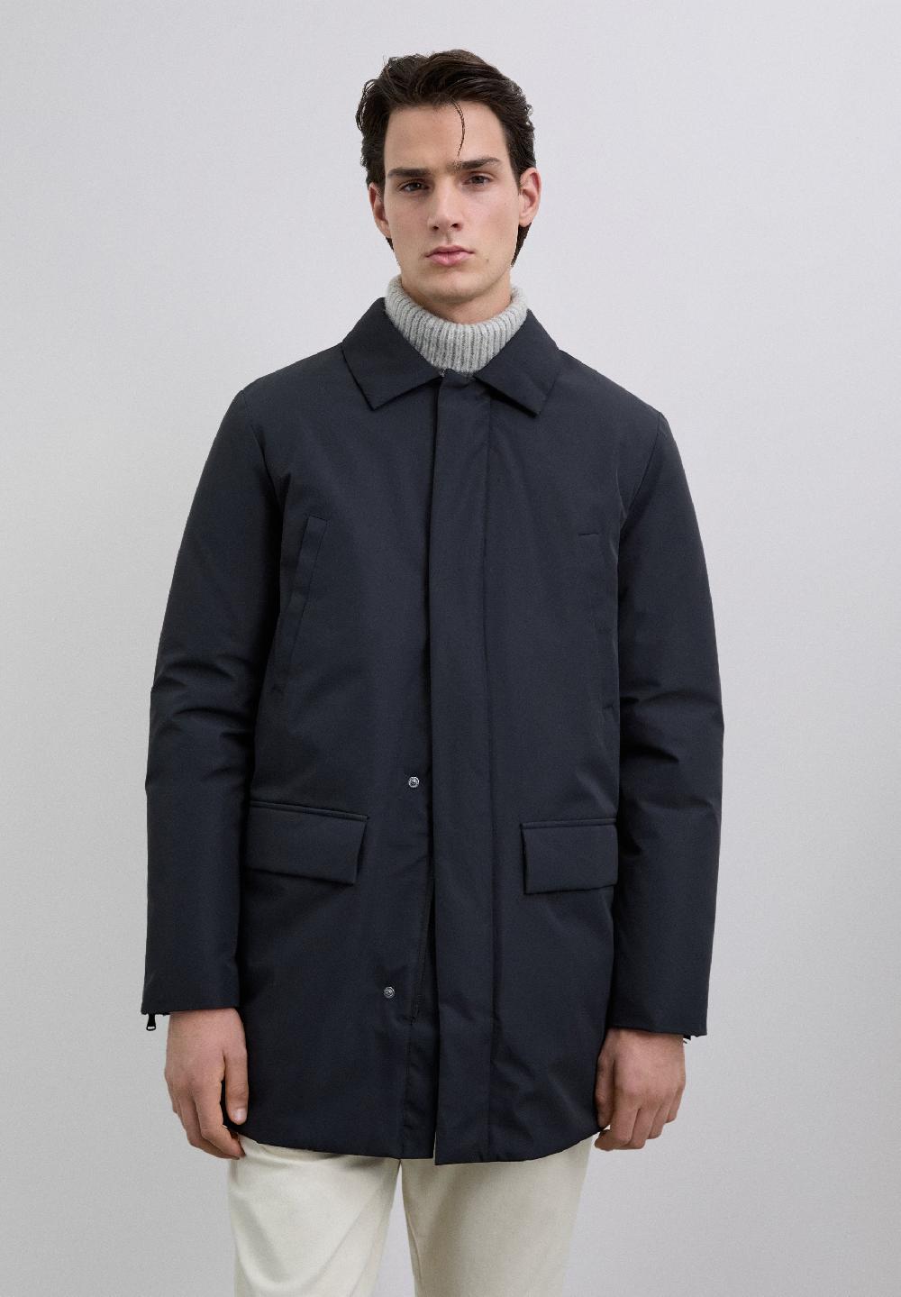 Scalpers HOODED TECHNICAL PARKA WITH POCKETS DARK NAVY