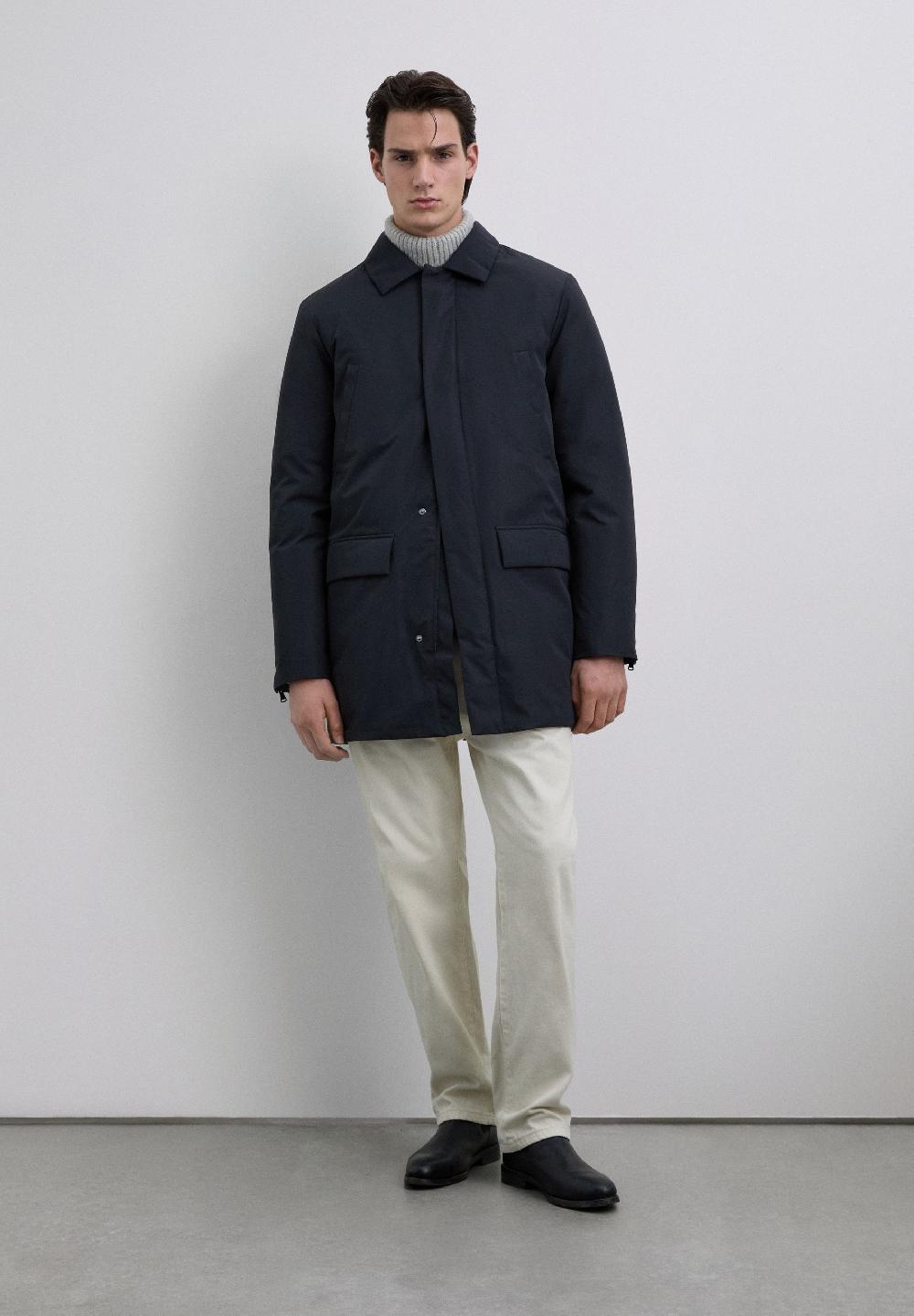 Scalpers HOODED TECHNICAL PARKA WITH POCKETS DARK NAVY