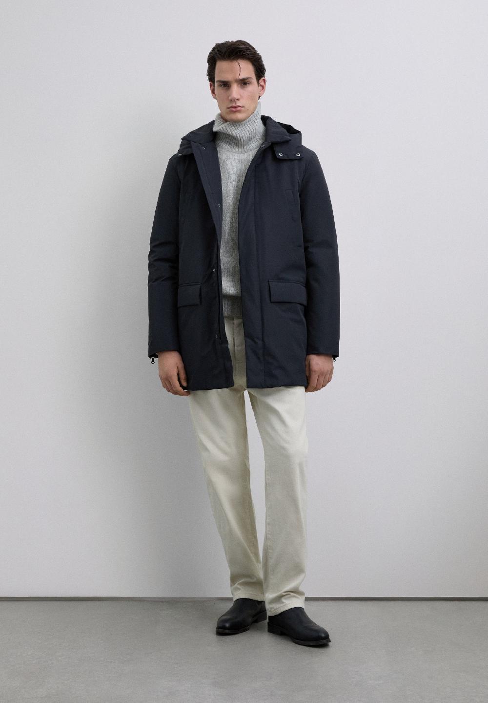 scalpers HOODED TECHNICAL PARKA WITH POCKETS DARK NAVY