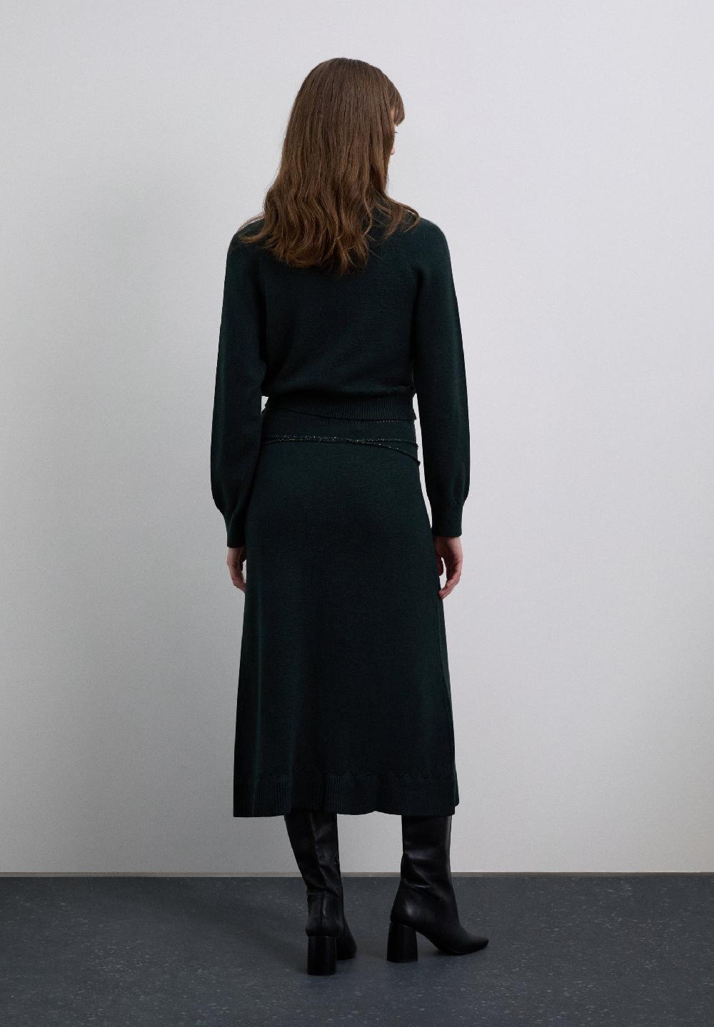 Scalpers KNIT SKIRT WITH METALLIC DETAIL DARK GREEN