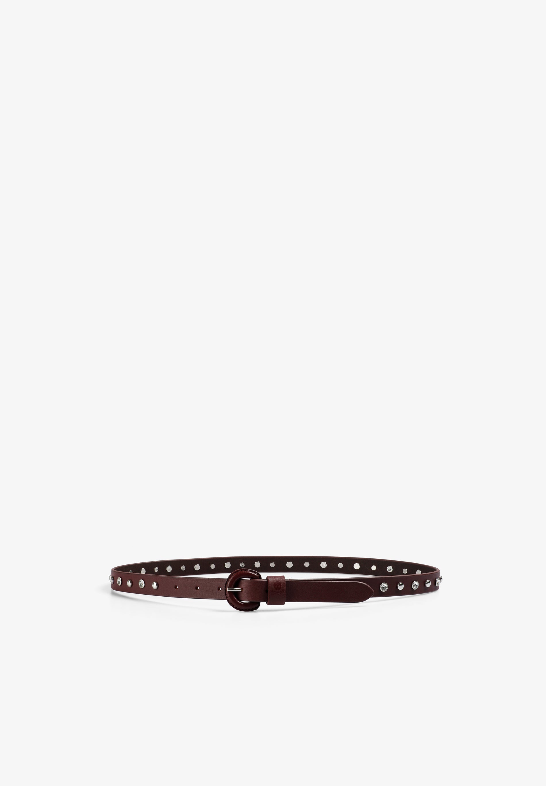 Scalpers LEATHER BELT WITH RHINESTONES AND STUDS BURGUNDY