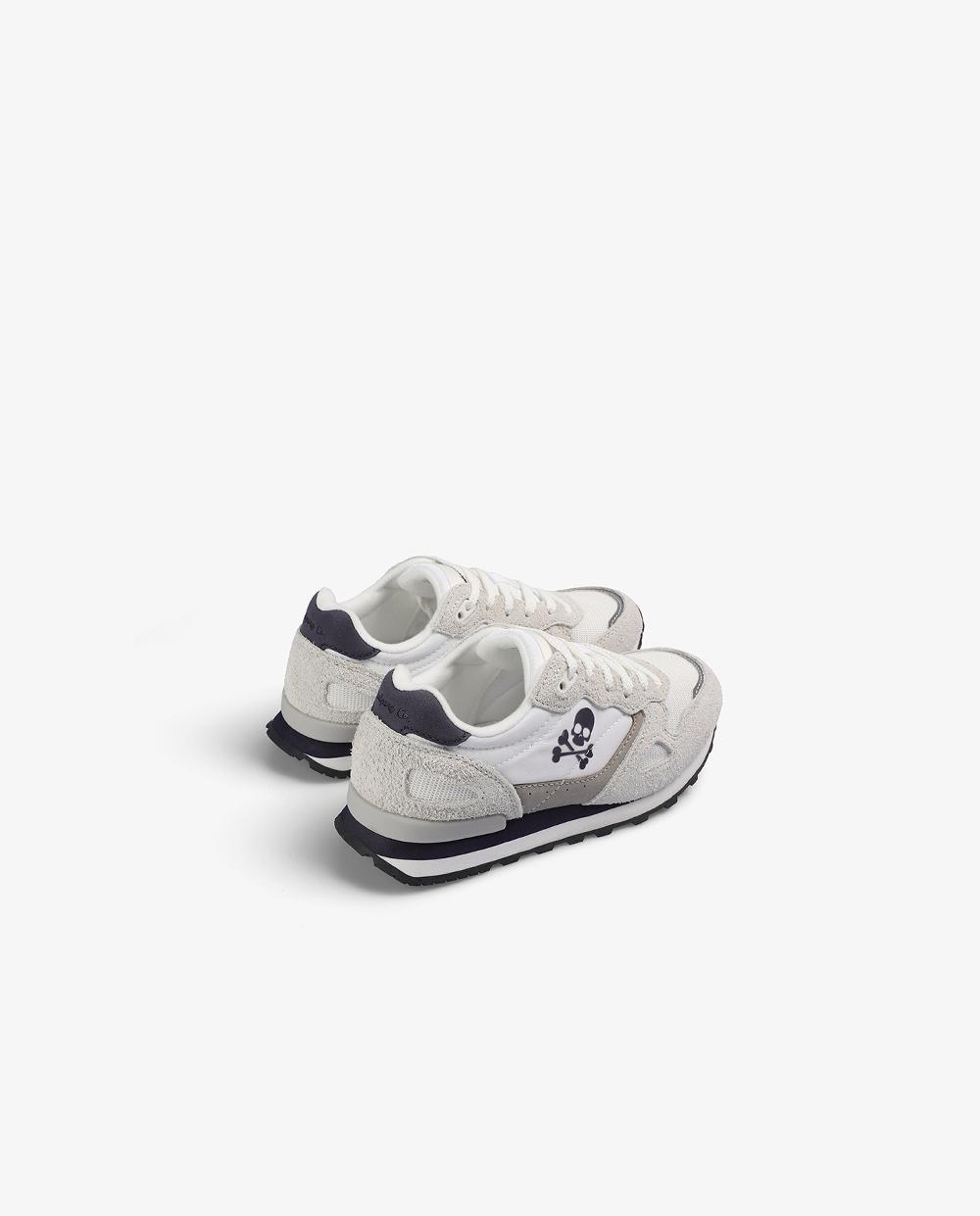 Scalpers LEATHER SNEAKERS WITH SIDE SKULL OFF WHITE