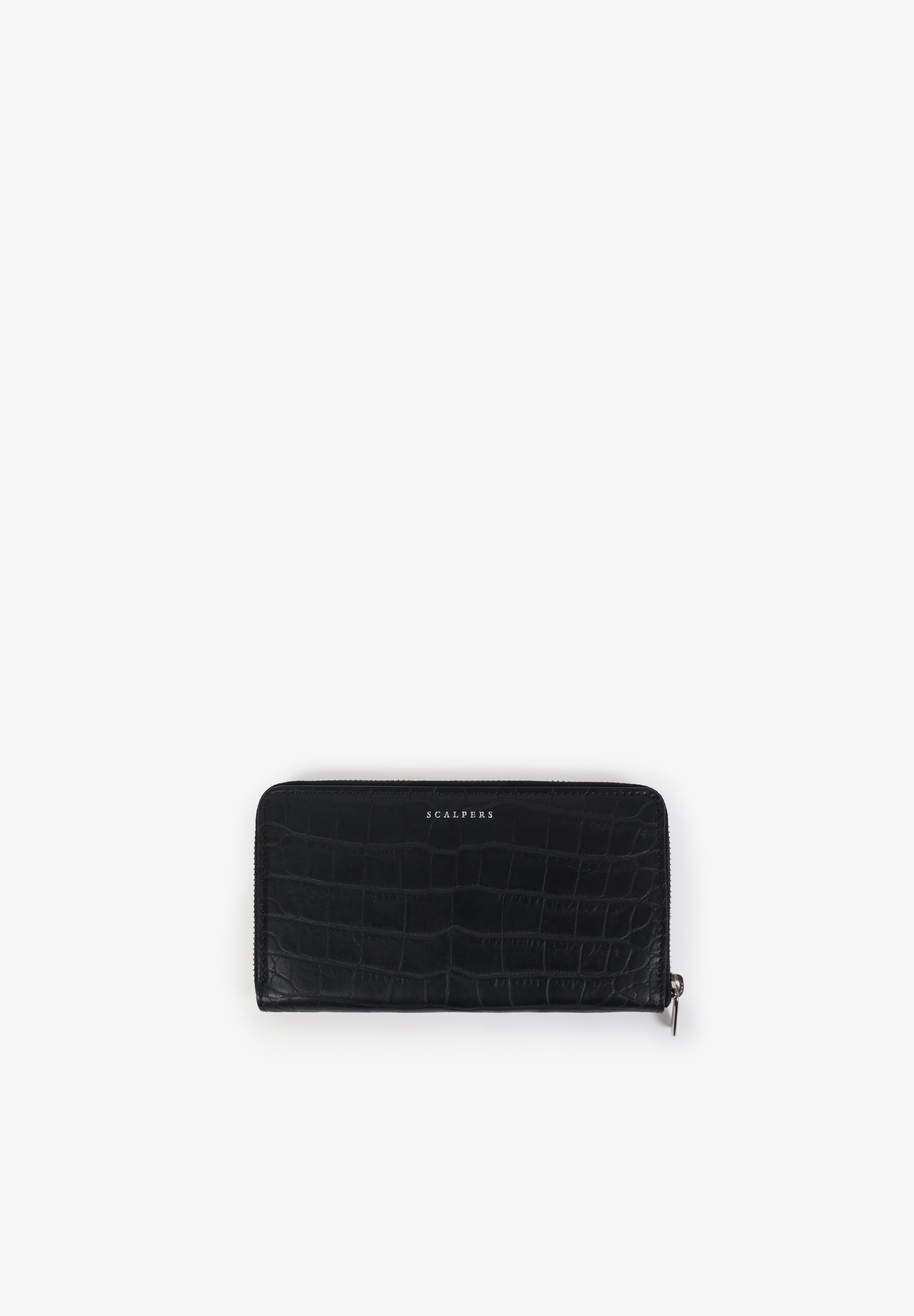 scalpers LEATHER WALLET WITH ENGRAVED CROCODILE BLACK