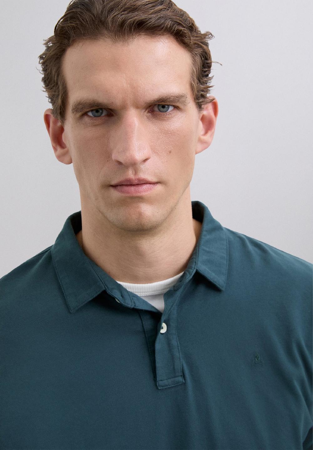 Scalpers LONG SLEEVE POLO SHIRT WITH SKULL DARK GREEN