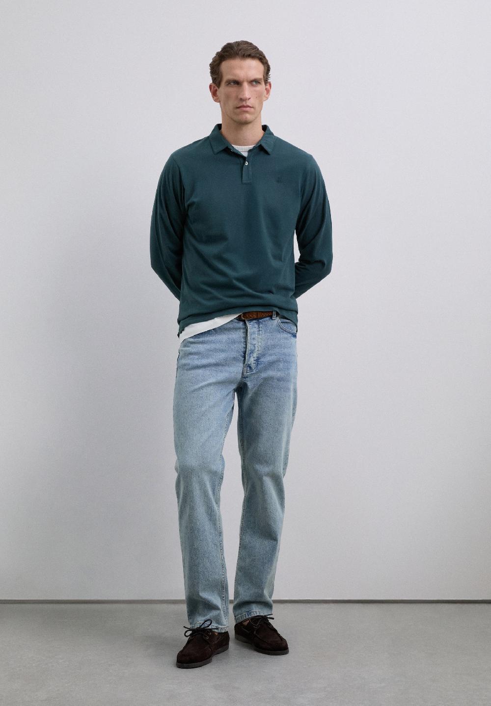 scalpers LONG SLEEVE POLO SHIRT WITH SKULL DARK GREEN