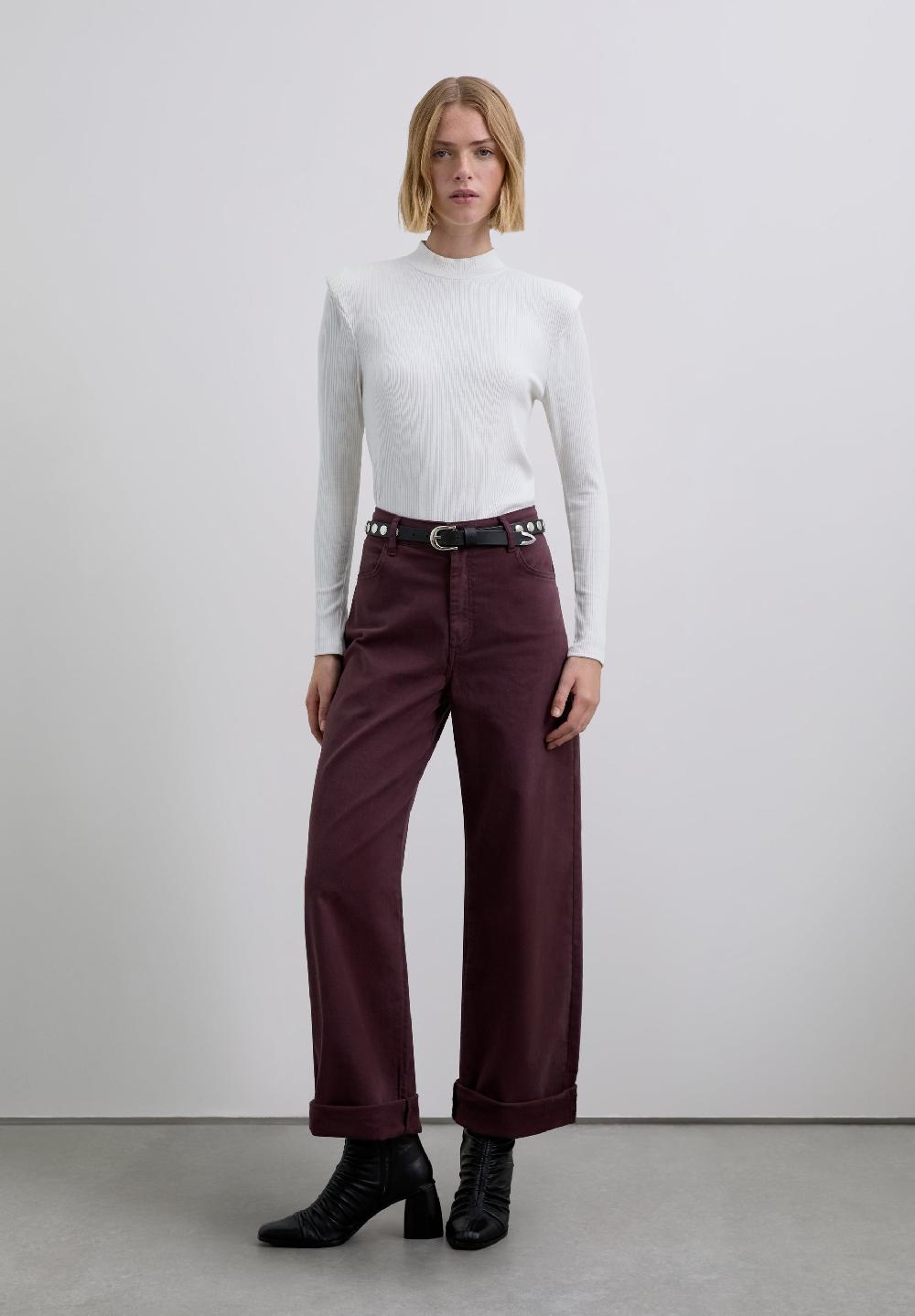 Scalpers LONG SLEEVE TOP WITH SHOULDER PADS OFF WHITE