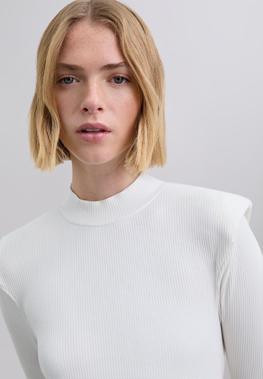 Scalpers LONG SLEEVE TOP WITH SHOULDER PADS OFF WHITE