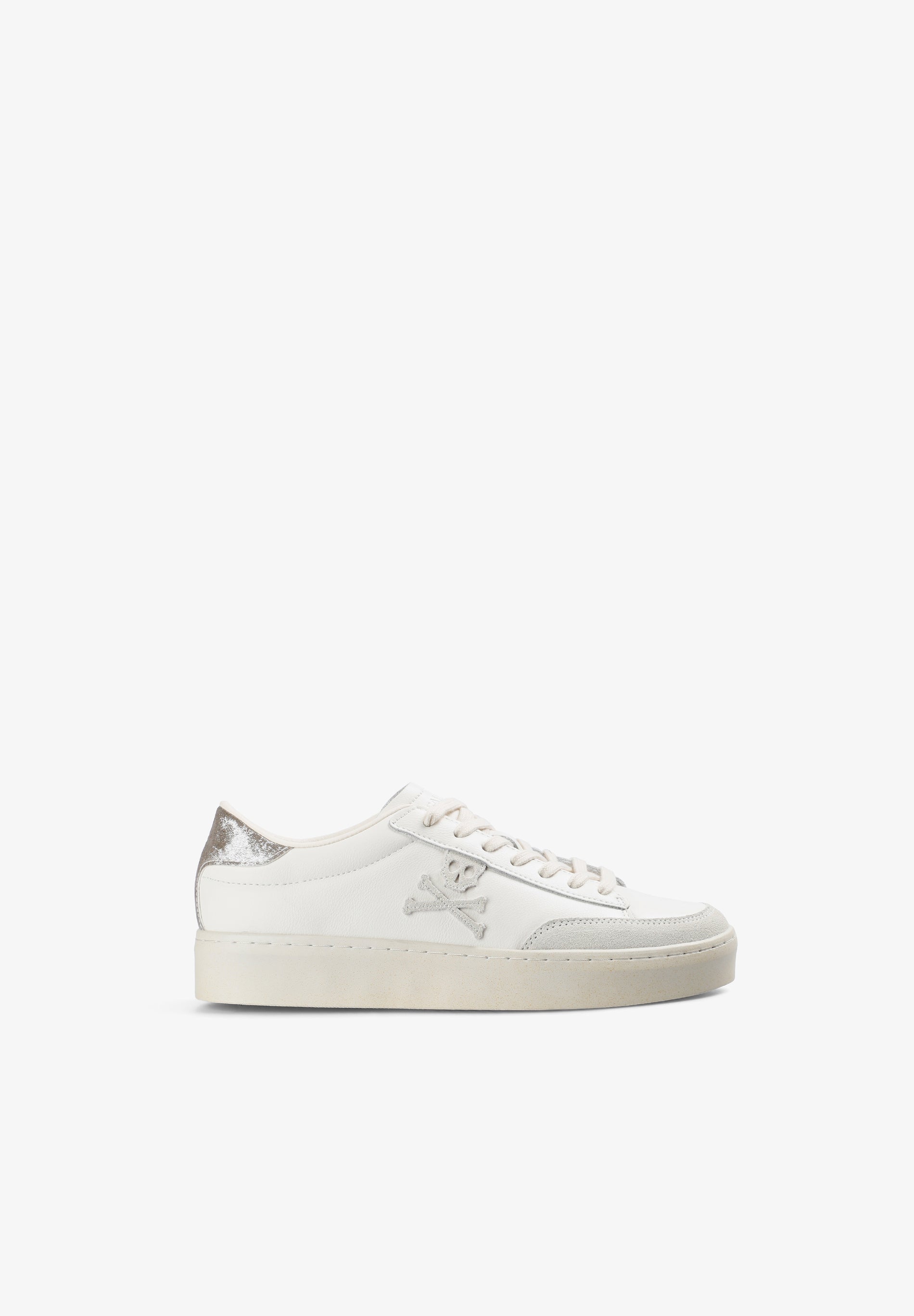 scalpers LOW TOP SNEAKERS WITH SIDE SKULL OFF WHITE/SILVER