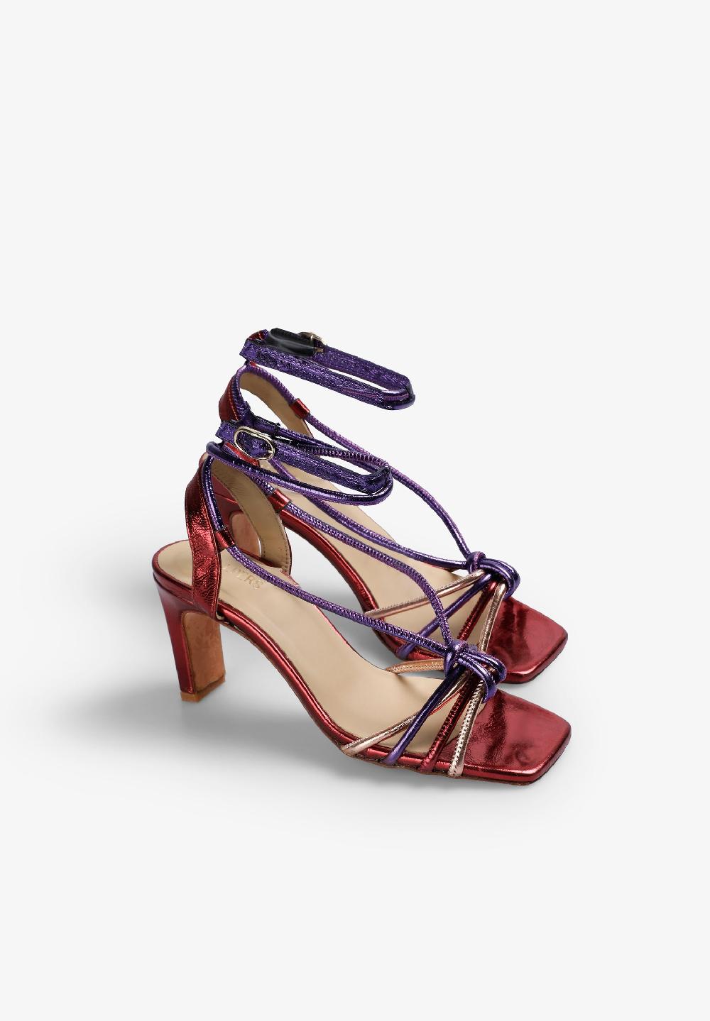 Scalpers MULTICOLOURED KNOT HEELED SANDALS MULTICOLOR