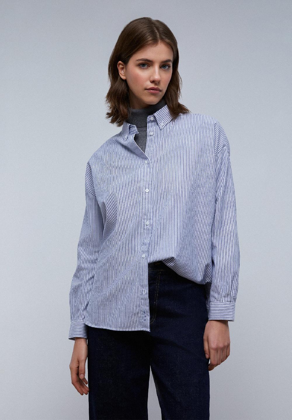 Scalpers OXFORD SHIRT WITH BUTTON-DOWN COLLAR BLUE STRIPES