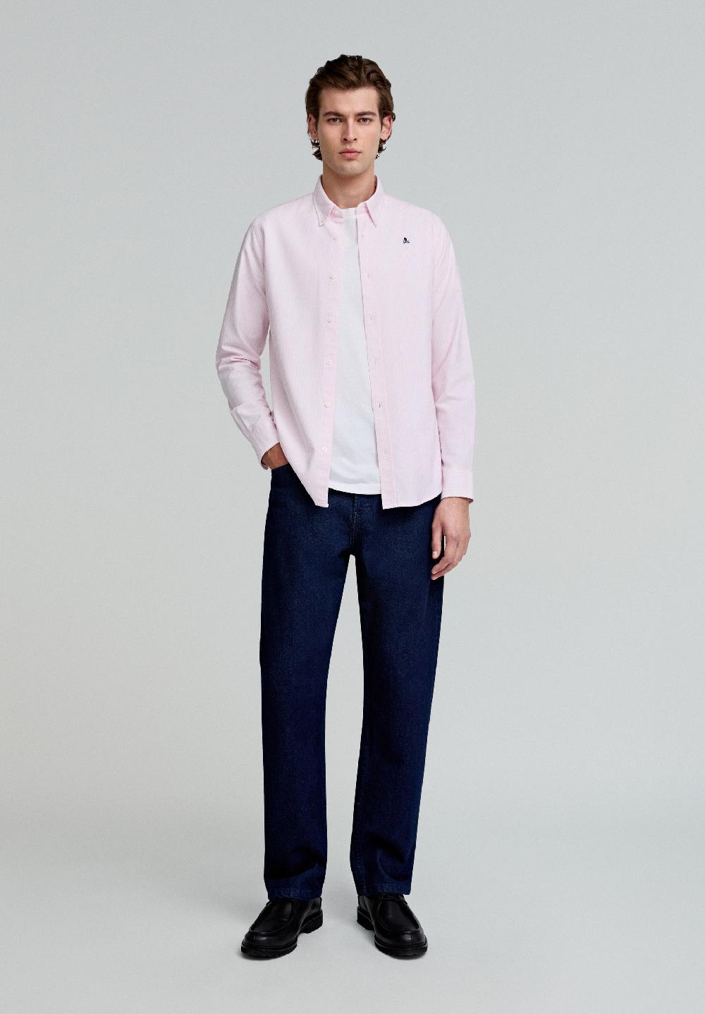 Scalpers OXFORD SHIRT WITH BUTTON-DOWN COLLAR PINK STRIPES