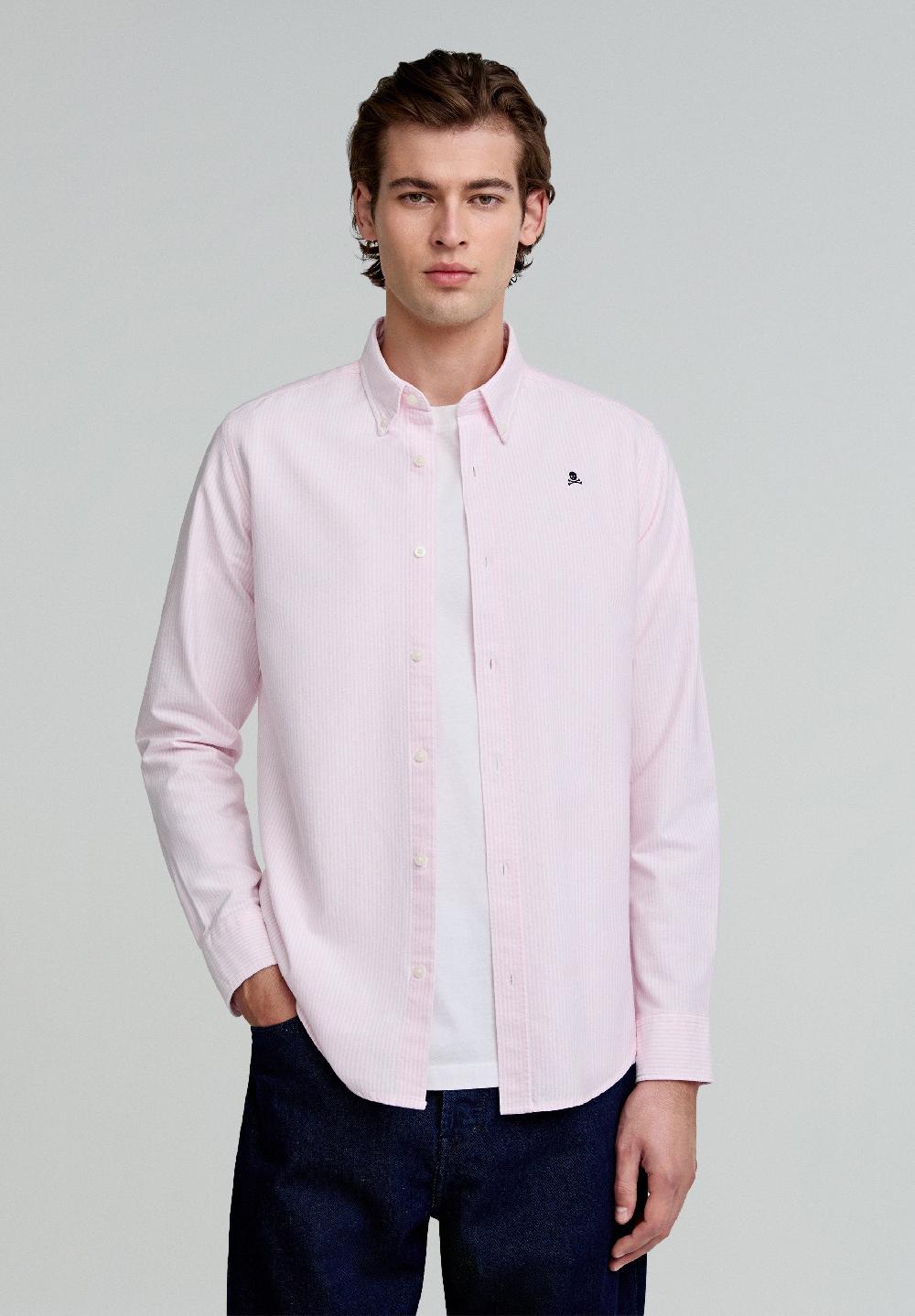 scalpers OXFORD SHIRT WITH BUTTON-DOWN COLLAR PINK STRIPES