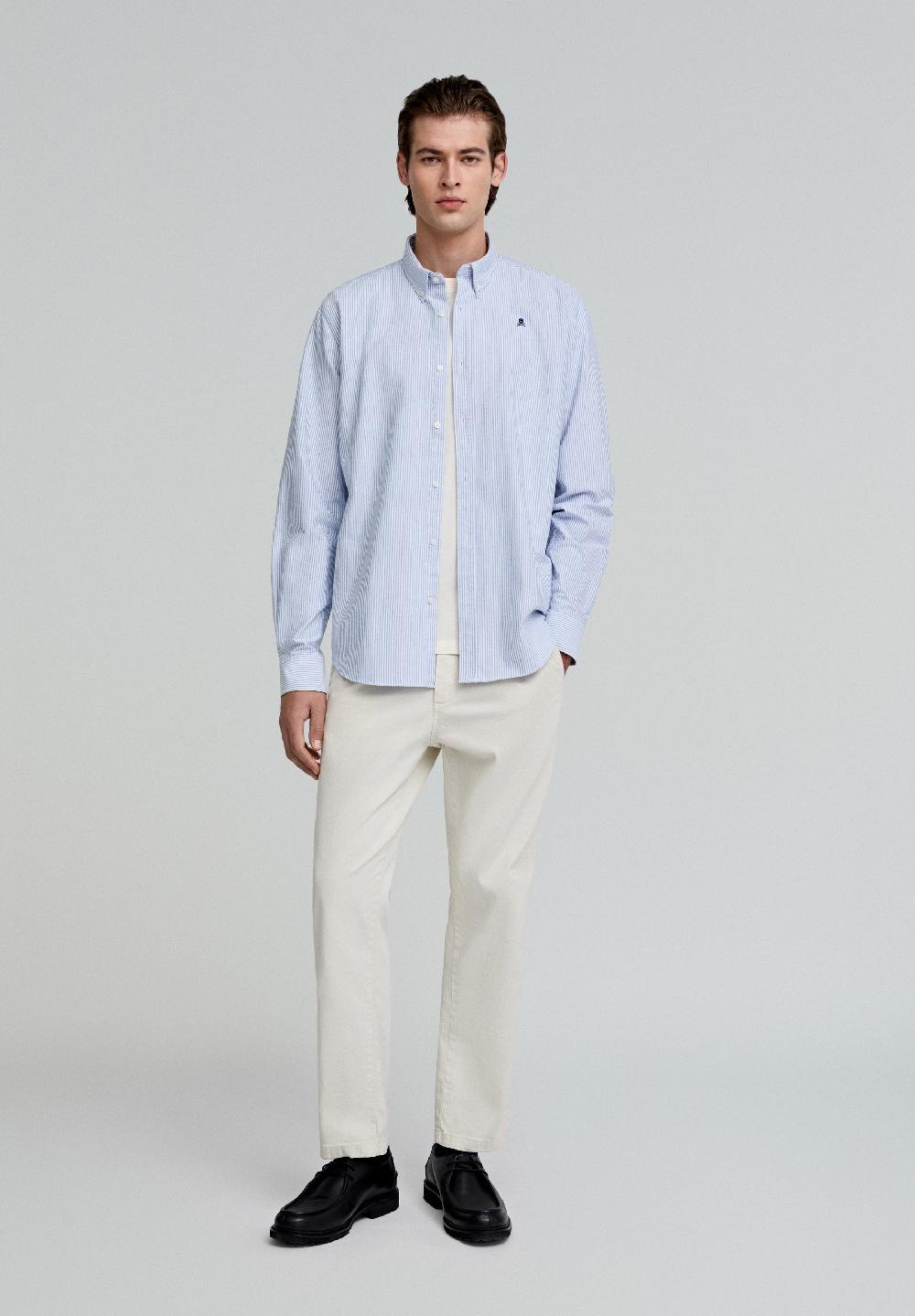Scalpers OXFORD SHIRT WITH BUTTON-DOWN COLLAR SKYBLUE STRIPES