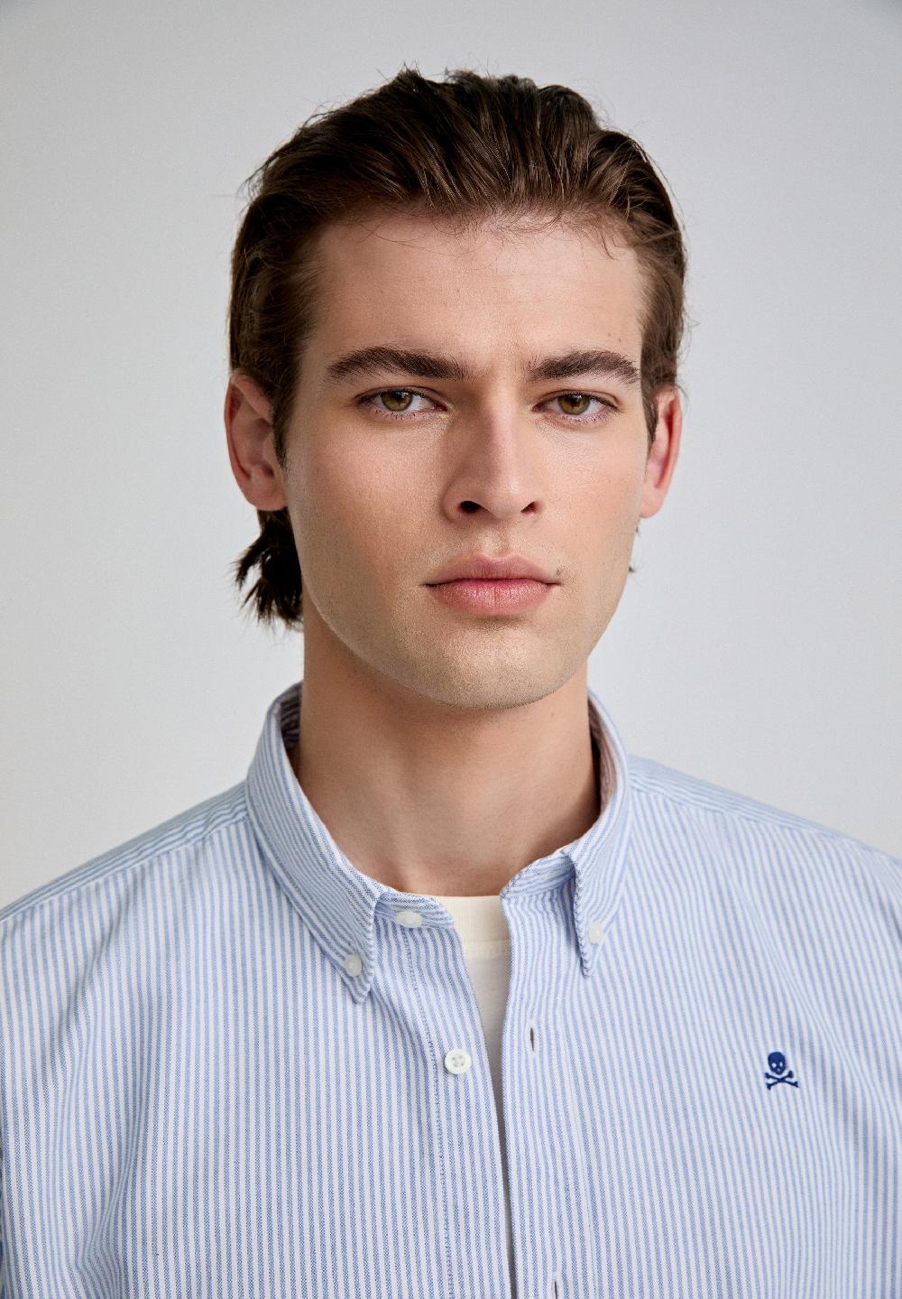 Scalpers OXFORD SHIRT WITH BUTTON-DOWN COLLAR SKYBLUE STRIPES