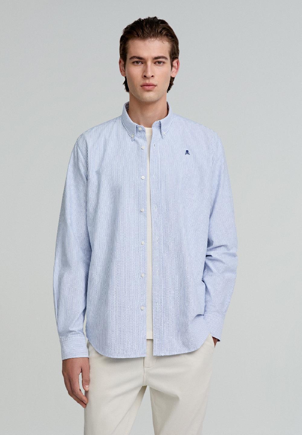 scalpers OXFORD SHIRT WITH BUTTON-DOWN COLLAR SKYBLUE STRIPES