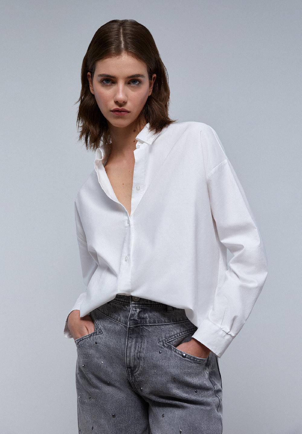 Scalpers OXFORD SHIRT WITH BUTTON-DOWN COLLAR WHITE