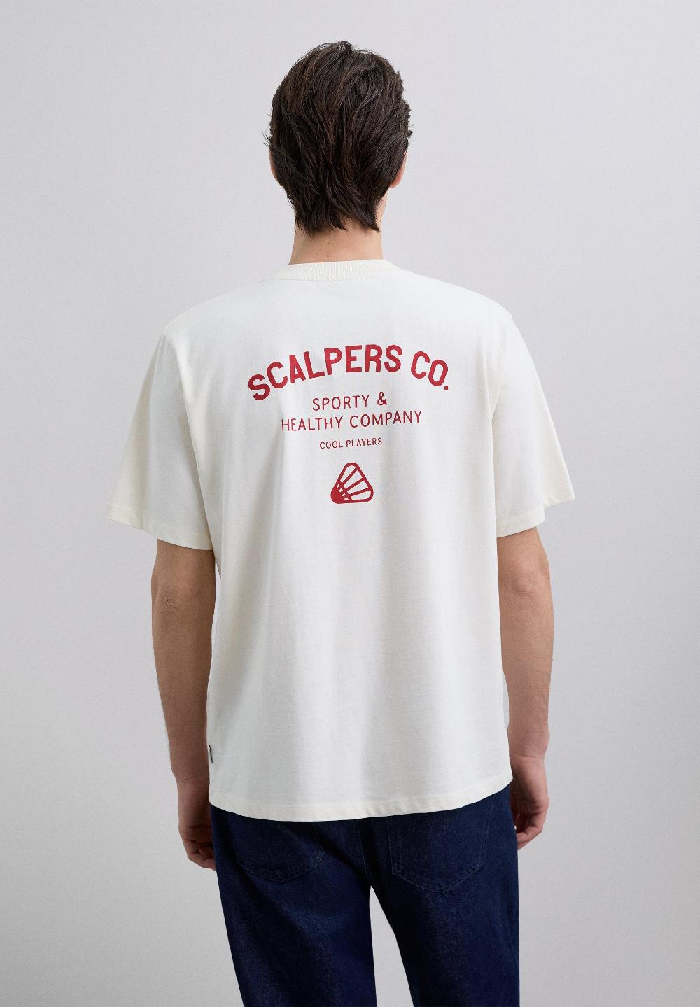 Scalpers PRINT T-SHIRT WITH CONTRAST LOGO OFF WHITE