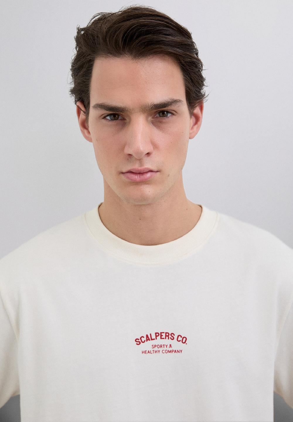 Scalpers PRINT T-SHIRT WITH CONTRAST LOGO OFF WHITE