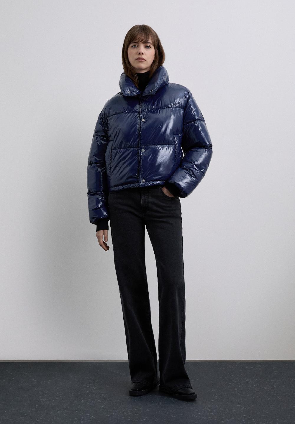 Scalpers QUILTED DOWN JACKET WITH SHINY FINISH NAVY