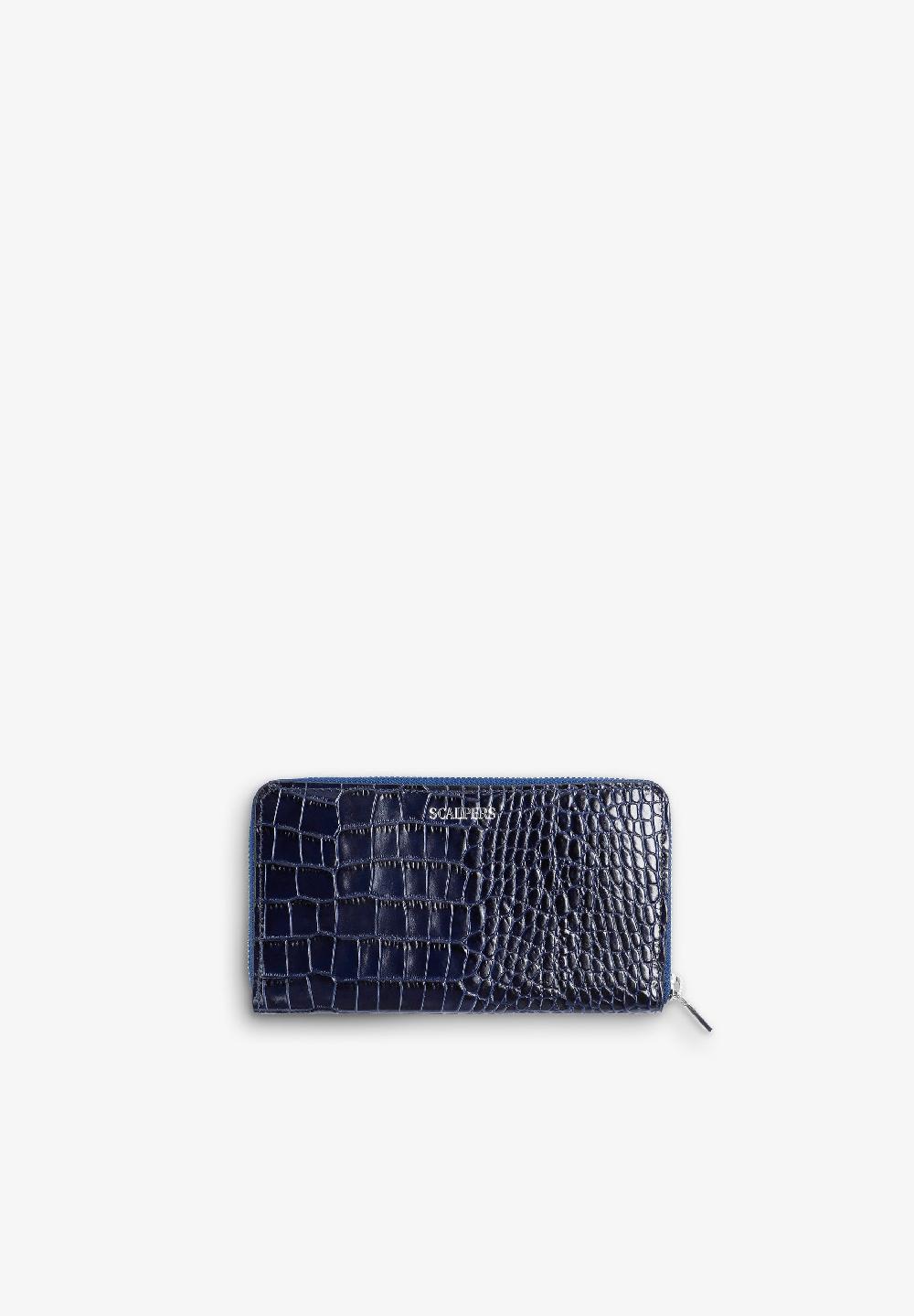 Scalpers 100% ANIMAL PRINT LEATHER WALLET NAVY