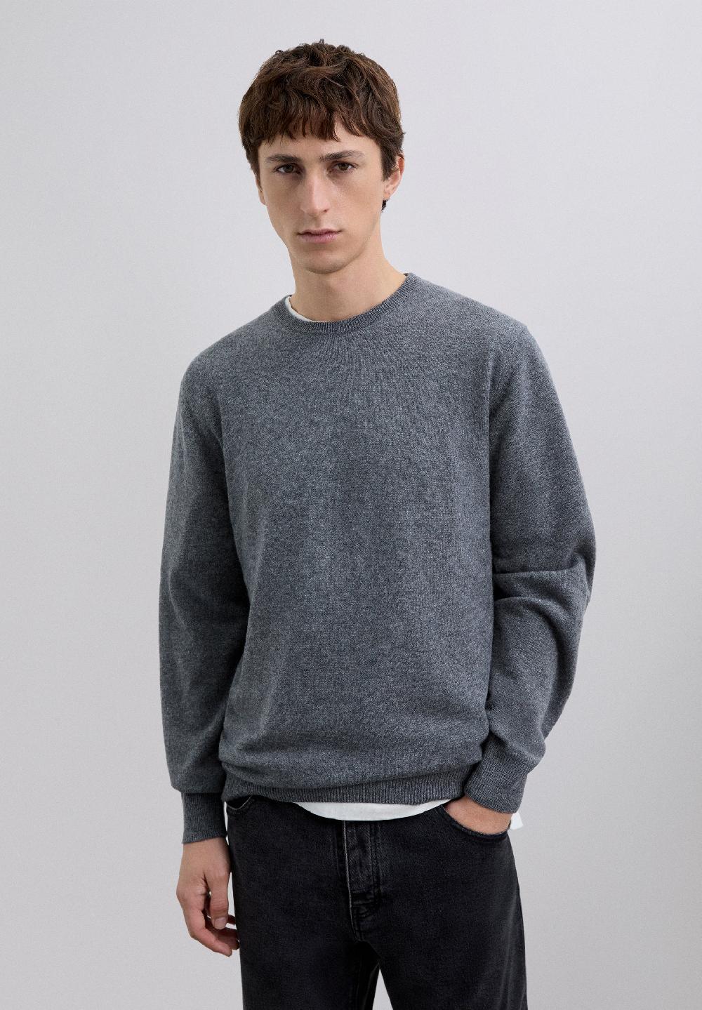 scalpers 100% CASHMERE CREW NECK SWEATER DARK GREY