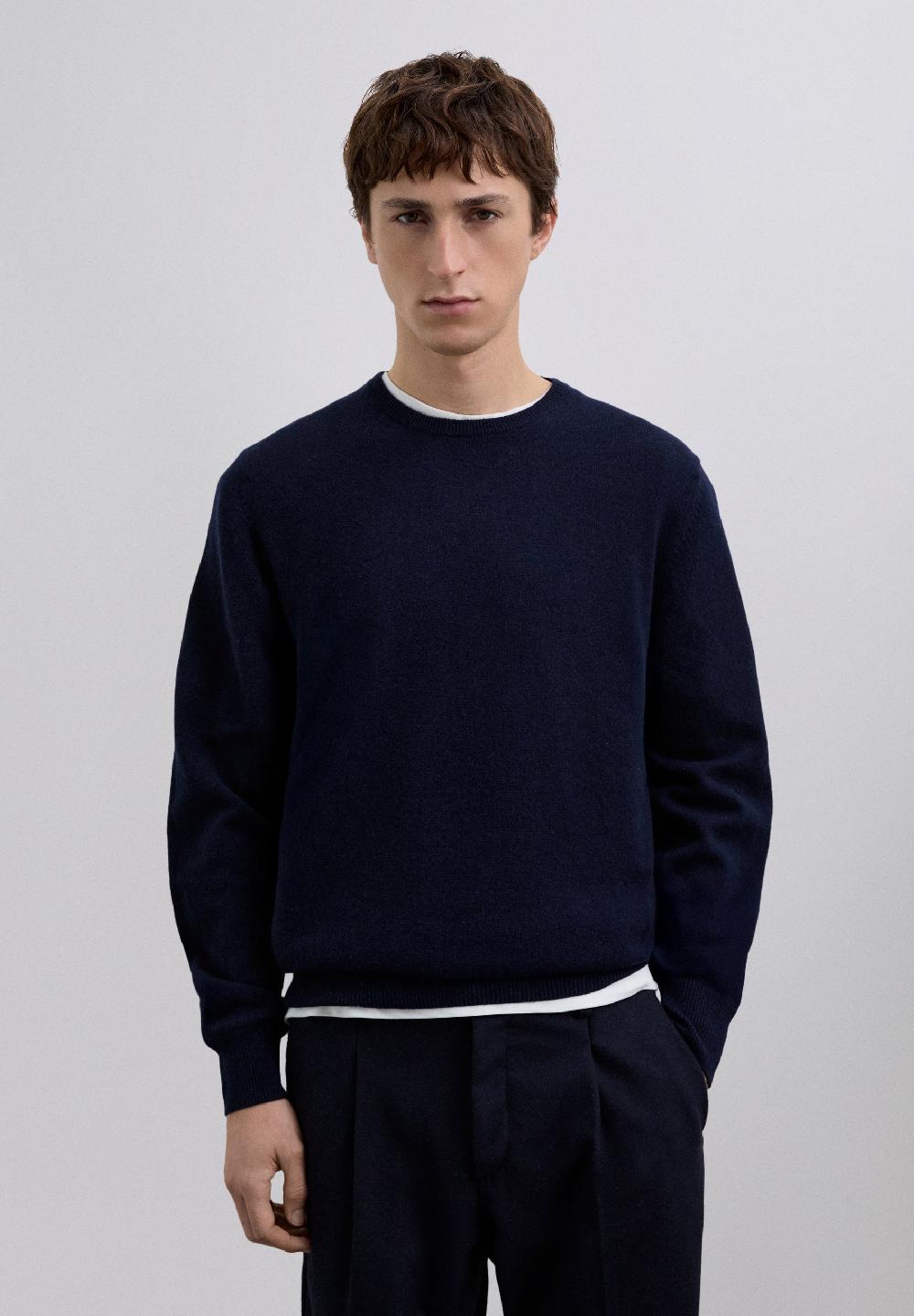 Scalpers 100% CASHMERE CREW NECK SWEATER NAVY