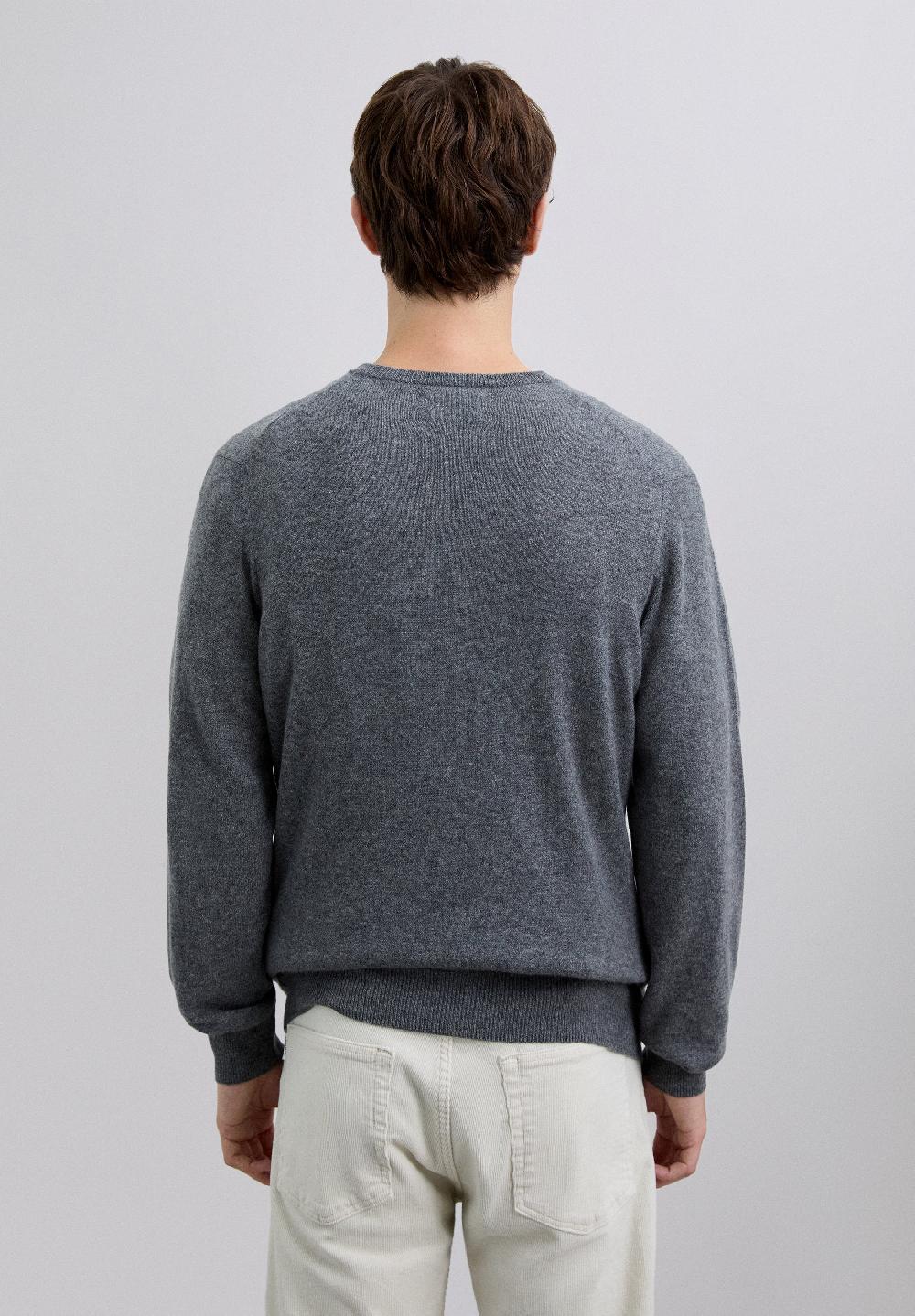 Scalpers 100% CASHMERE V-NECK SWEATER DARK GREY