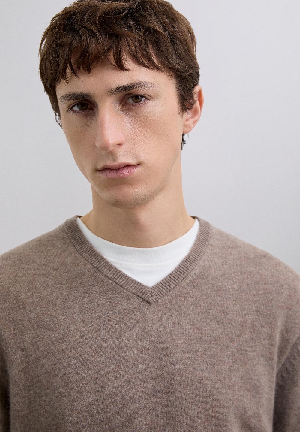 Scalpers 100% CASHMERE V-NECK SWEATER TAUPE