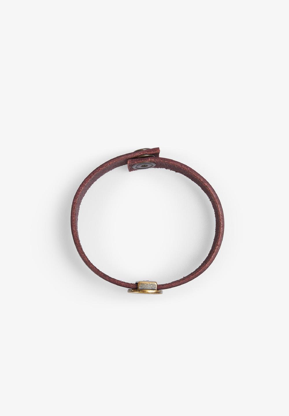 Scalpers 100% LEATHER BRACELET WITH SKULL BURGUNDY
