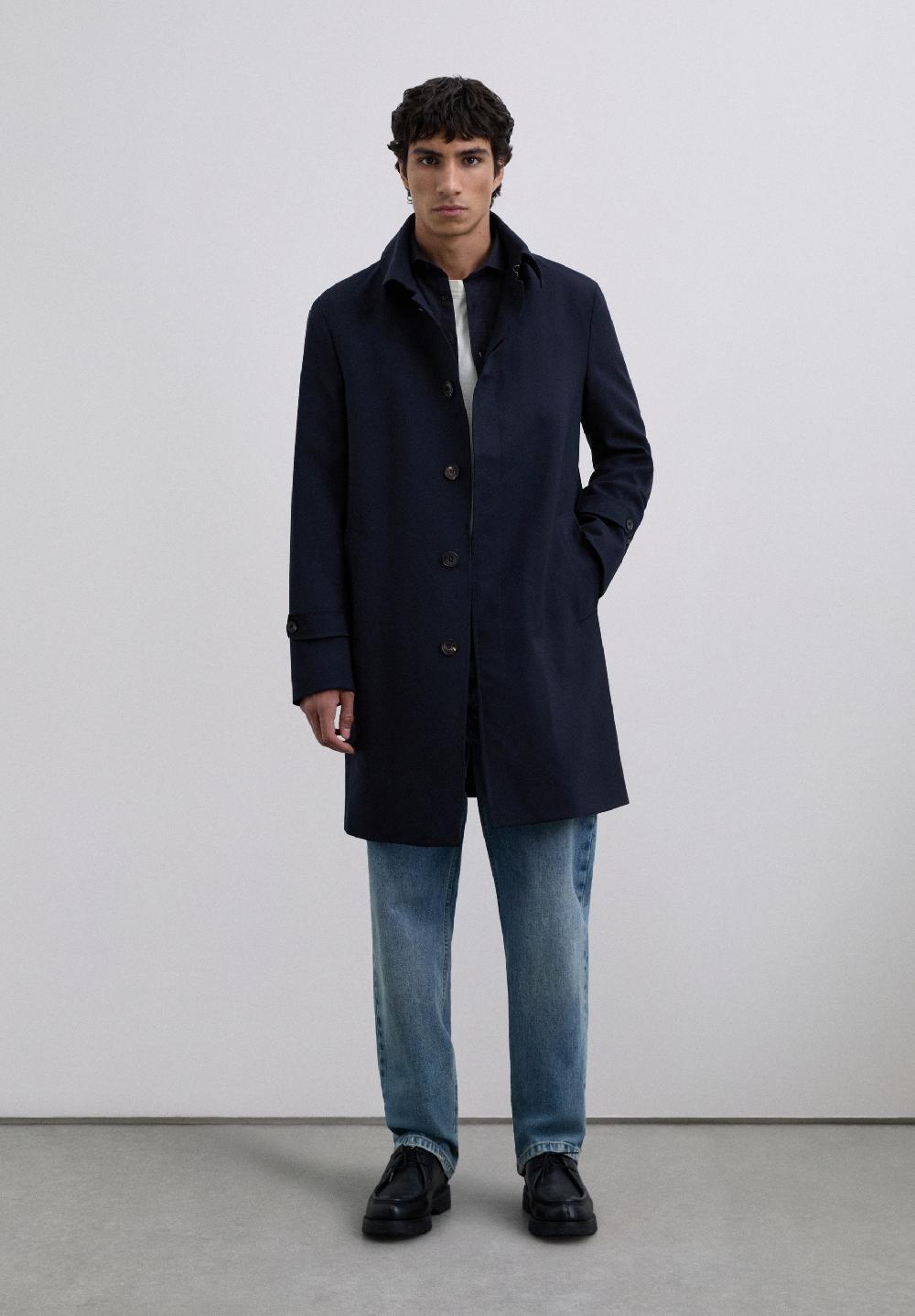 Scalpers 100% WOOL TRENCH COAT NAVY