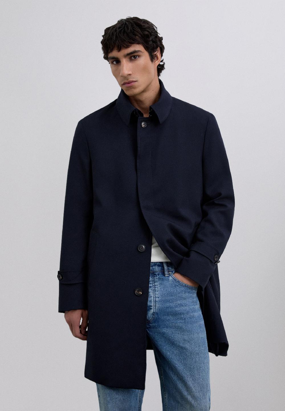 Scalpers 100% WOOL TRENCH COAT NAVY