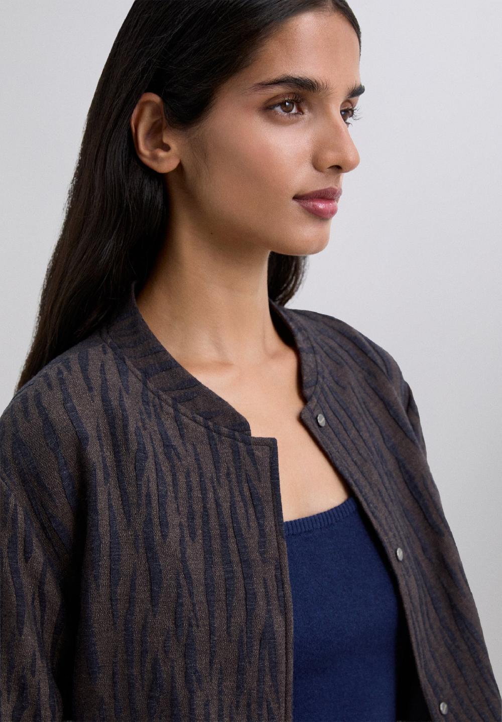 Scalpers ANIMAL PRINT BOMBER JACKET BLUE/BROWN