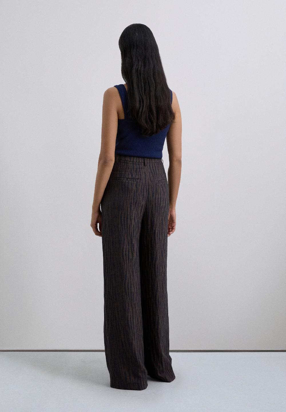 Scalpers ANIMAL PRINT JACQUARD TROUSERS BLUE/BROWN