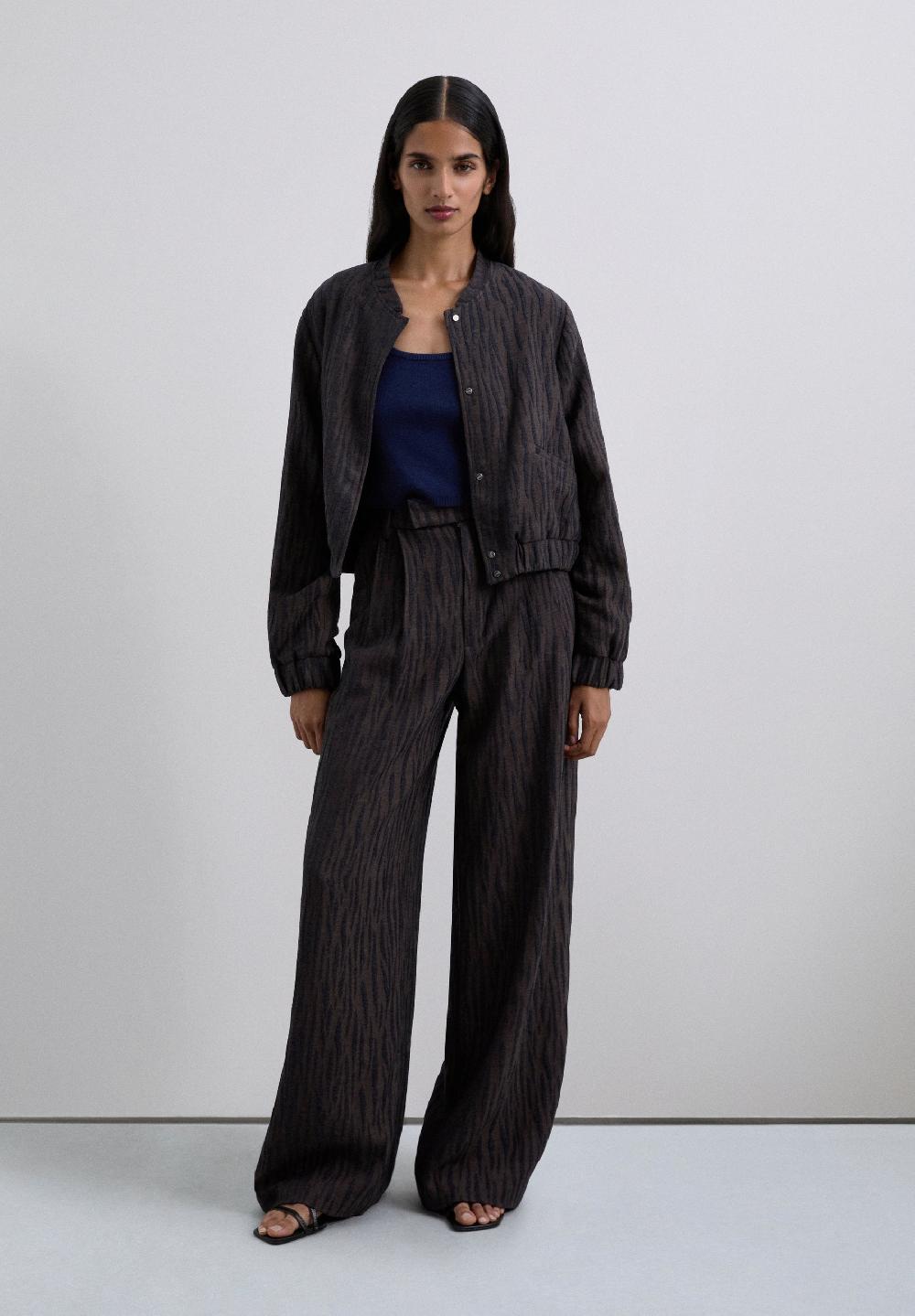 scalpers ANIMAL PRINT JACQUARD TROUSERS BLUE/BROWN