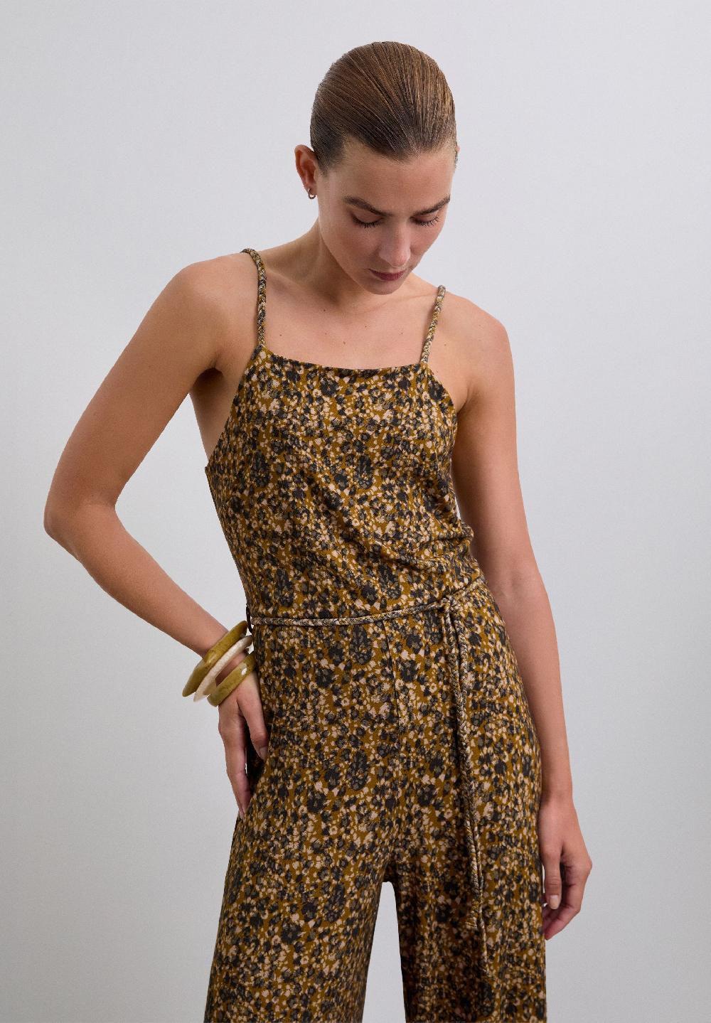Scalpers ANIMAL PRINT JUMPSUIT BROWN/MUSTARD