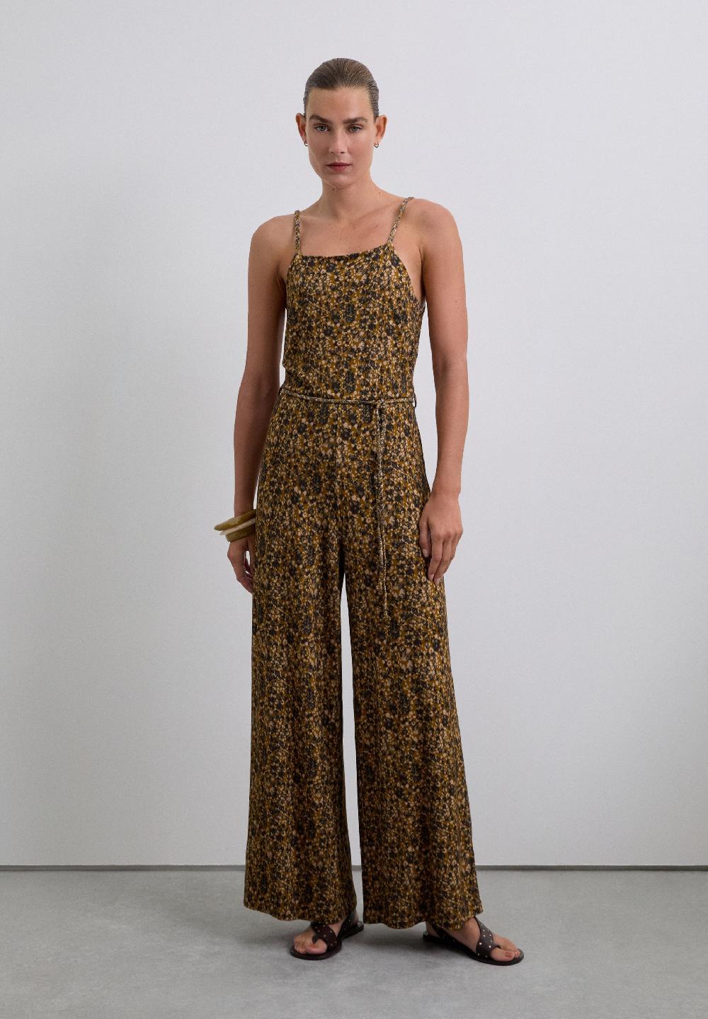 Scalpers ANIMAL PRINT JUMPSUIT BROWN/MUSTARD