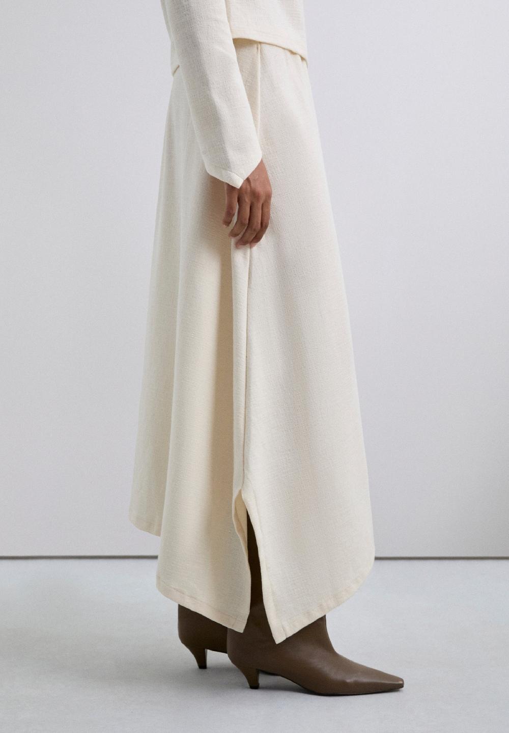Scalpers ASYMMETRIC KNIT MIDI SKIRT ECRU